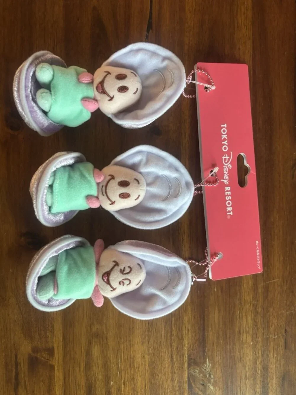Set Of 3 Baby Oysters Disney Alice In Wonderland Plush Keychain Tokyo Disney
